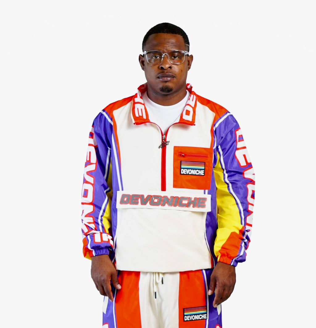 Devoniche Studio "90s Vintage Windbreaker Jacket (Cream)"