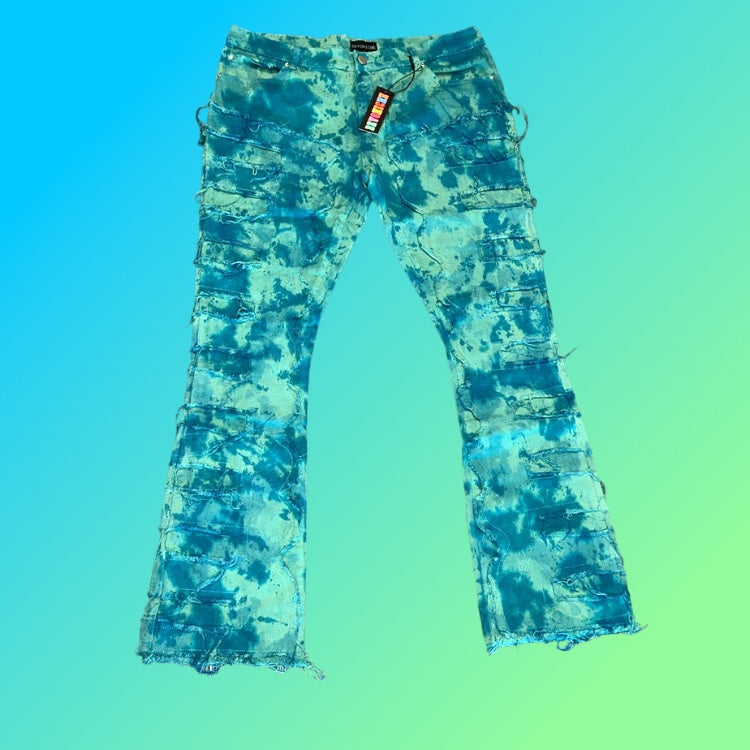 Devoniche’s “Azure” Vintage Wash Stacked Flare Jeans