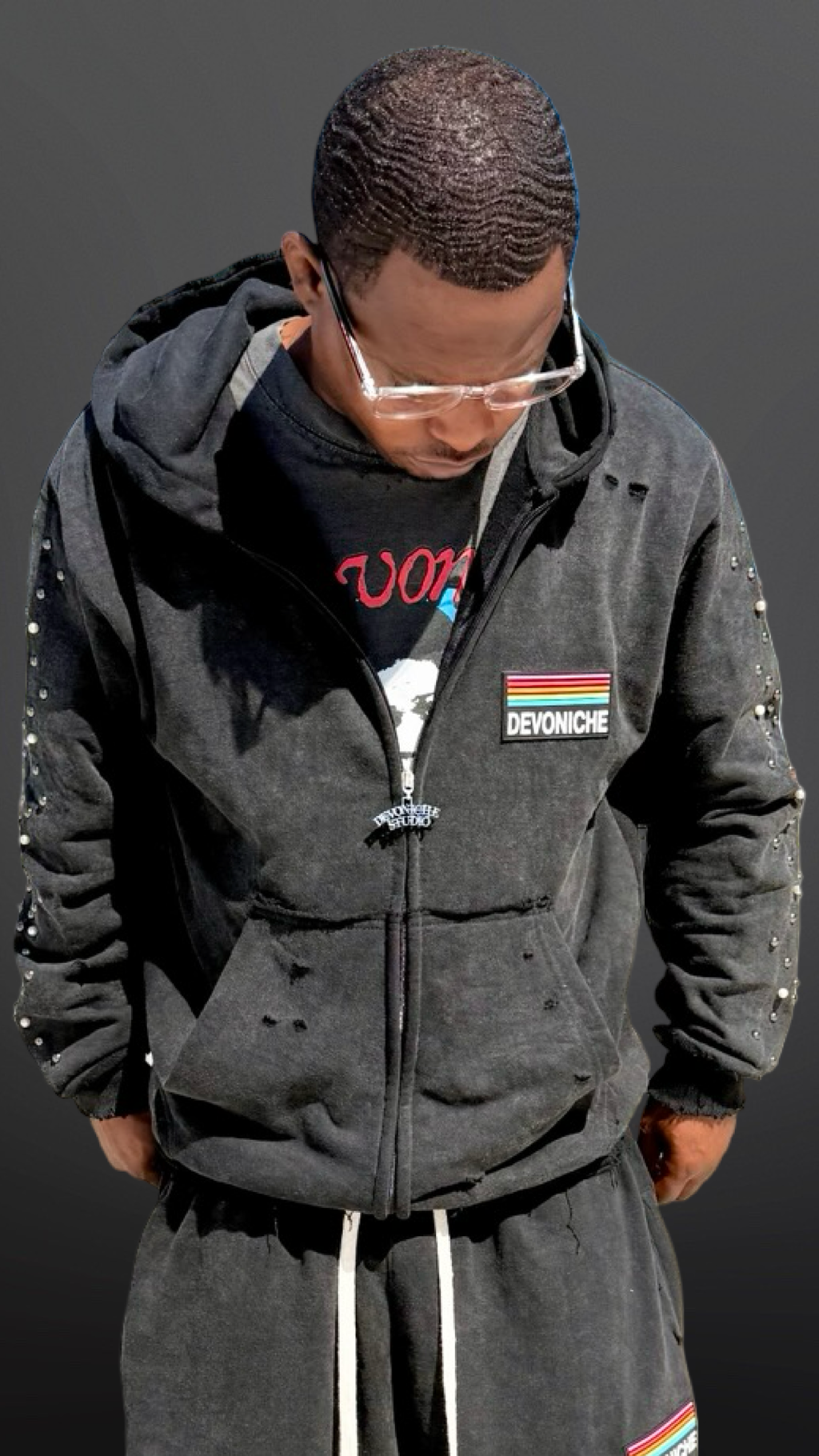 Devoniche “Raw Pearls” Hoodie (Black)
