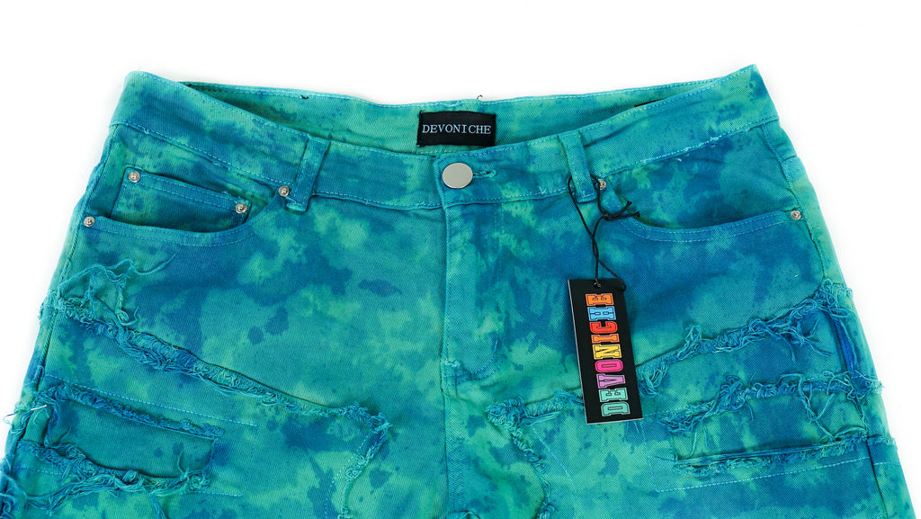 Devoniche’s “Azure” Vintage Wash Stacked Flare Jeans