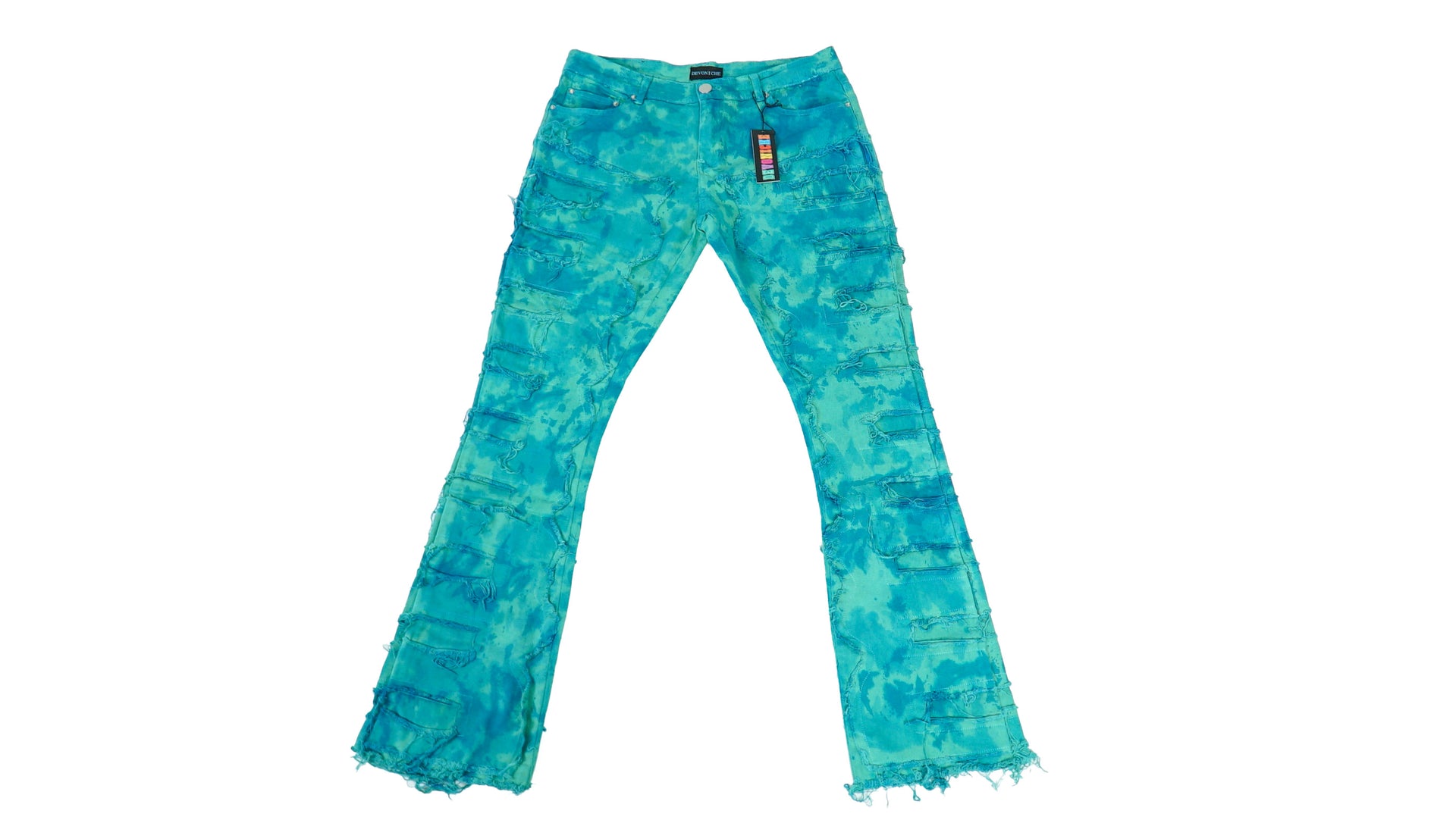 Devoniche’s “Azure” Vintage Wash Stacked Flare Jeans